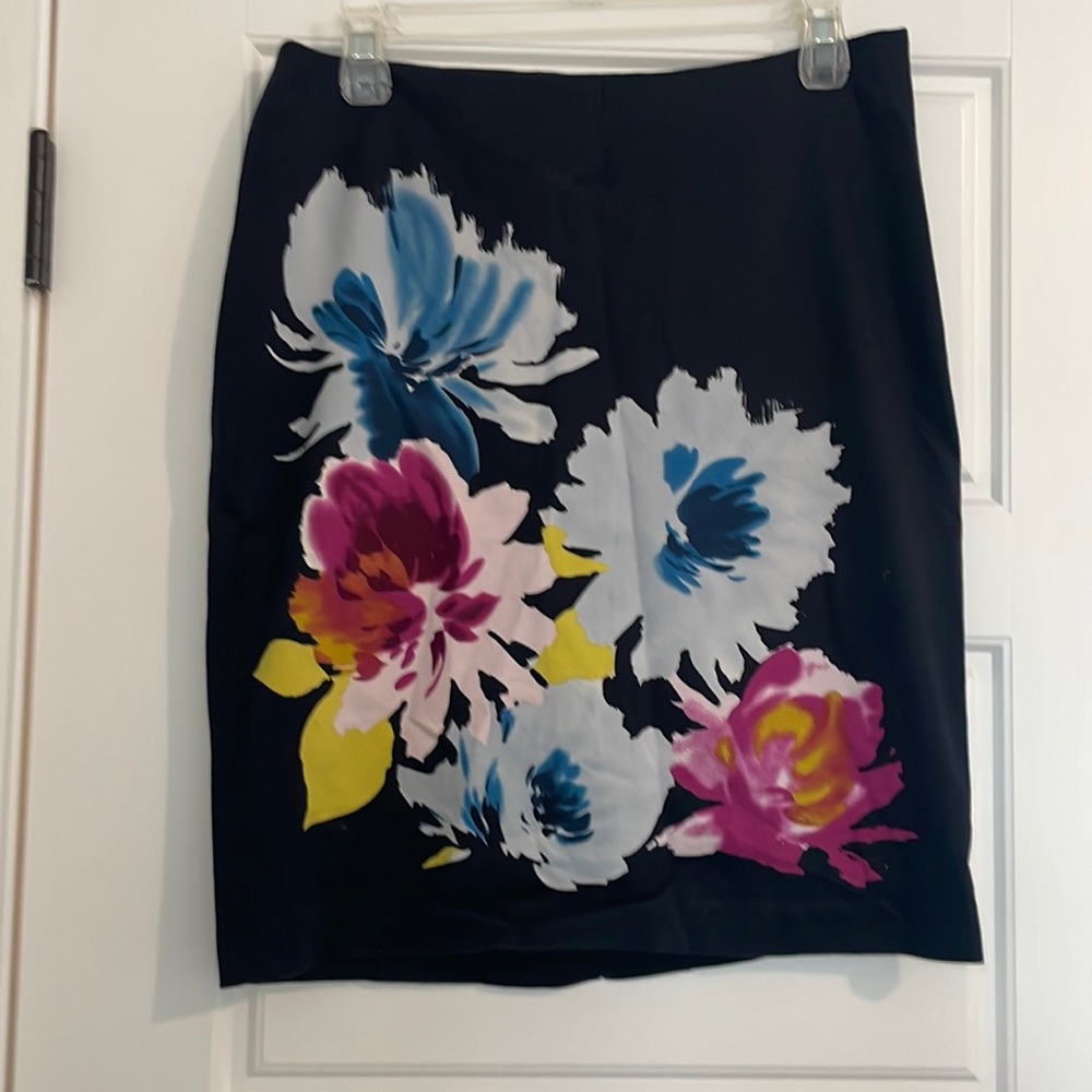 Navy Floral The Limited Pencil Skirt